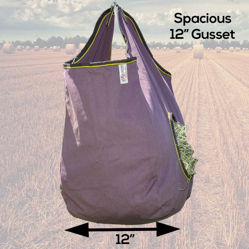 Derby Originals Large D-Ring Canvas Horse Hay Bag with Extra Wide Gusset and Six Month Warranty Black - PawsPlanet Australia