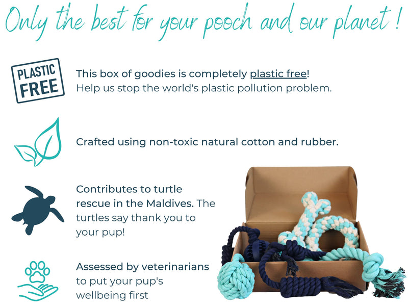 Puppy Rope Toys, Chew Ropes for Puppies from 8 weeks, Teething Toys for Play, Natural Dog Enrichment, Gift Box (Small-Medium) Ocean Reflections Small-Medium - PawsPlanet Australia