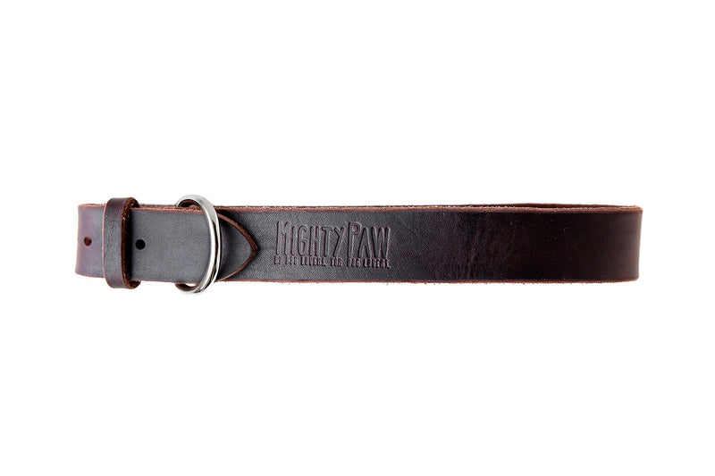[Australia] - Mighty Paw Leather Dog Collar, Super Soft Distressed Leather- Premium Quality, Modern Stylish Look Large: 14.5 - 18 inches Brown 