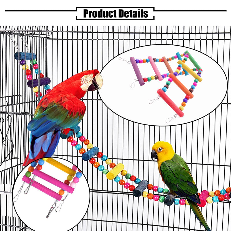 PINVNBY Bird Parrot Swing Chewing Toys Hanging Hammock Bell Pet Birds Cage Toys Wooden Perch with Wood Beads for Small Parakeets, Parrots, Conures, Love Birds, Cockatiels, Macaws, Finches 10 PACKS - PawsPlanet Australia