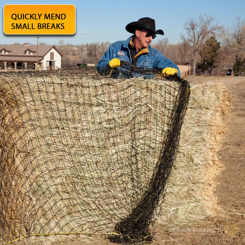 [Australia] - Texas Hay Net Netting Repair Kit - Nylon Mesh Repair Kit to Fix Your Round Bale or Regular Hay Nets - Made in The USA - Includes Nylon Twine & Mesh Patches 