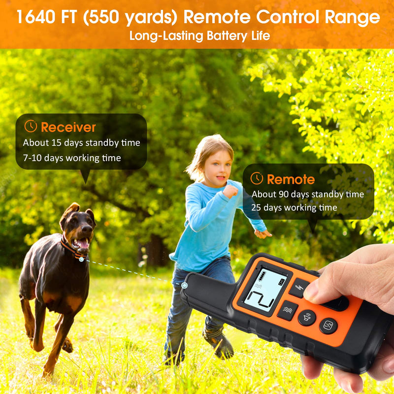 TWODEER Dog Training Collar, IPX7 Waterproof Rechargeable Shock Collars for Dog with Remote Range 1640ft, 3 Training Modes, Beep Vibration and Shock, Electric Dog Collar for Small Medium Large Dogs - PawsPlanet Australia