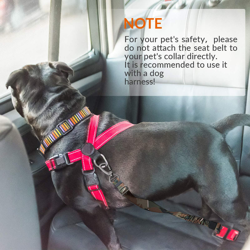 Dog Seatbelt, Updated 3-in-1Pet Car Seat Belt for Dogs, Camo Bungee Dog Car Tether with Clip Hook Latch & Buckle, Heavy Duty Dog Safety Belt Harness with Swivel Aluminum Carabiner - PawsPlanet Australia