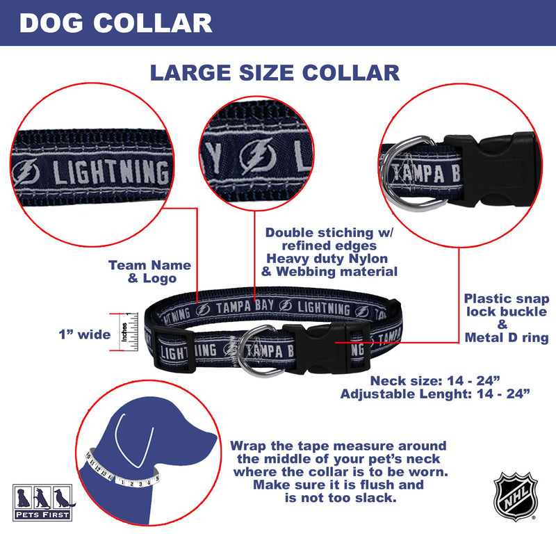[Australia] - Pets First Tampa Bay Lightning Dog Collar Large (18 - 28" Length x 1" Width) 