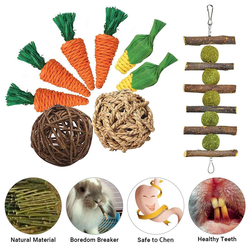 FINEVERNEK 9 rabbit toys, small animals chew toy, rabbit chew toy, chewing rabbit natural grass cake grass ball chewing molar toy for hamsters gerbils - PawsPlanet Australia