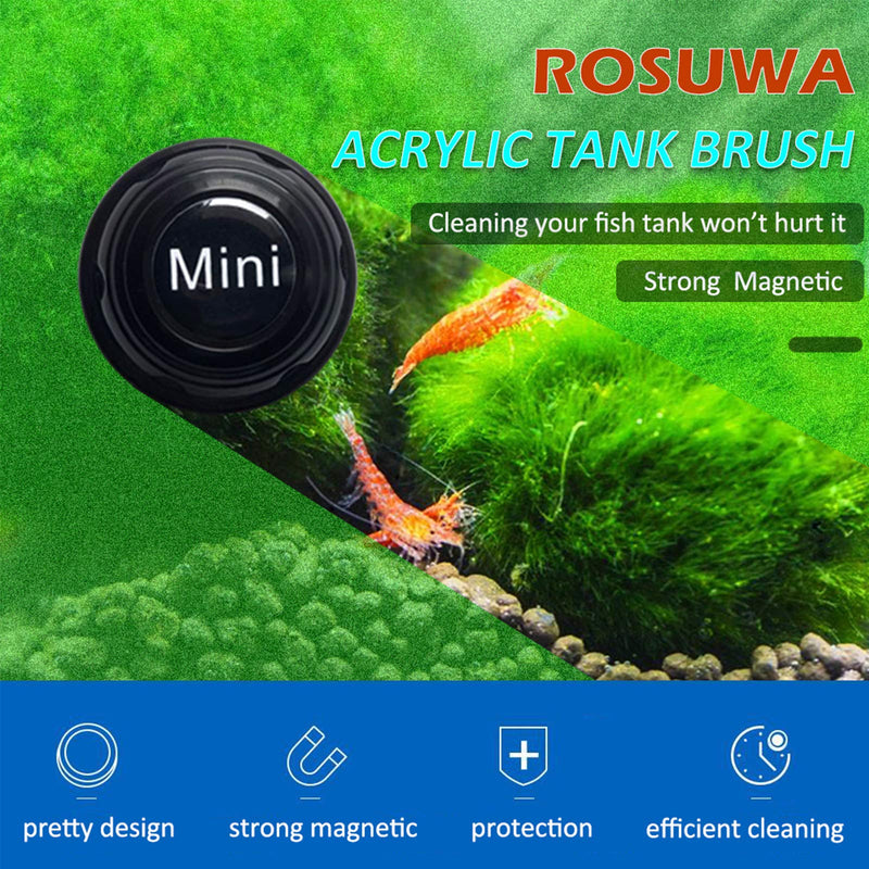 Rosuwa Mini Magnetic Fish Tank Aquarium Cleaner Brush, Magnet Brush for Small Glass Tank and Acrylic Tank, Strong Magnetic, Strong Cleaning, Scratch-Free Black - PawsPlanet Australia