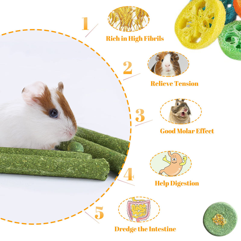 Epessa Tunnel Toys Set for Guinea Pig Rabbit Rats Hamsters, Small Rabbit Chew Toys Set with Ball & Loofah Toys Fun Exercise for Small Animals (Green) Green - PawsPlanet Australia