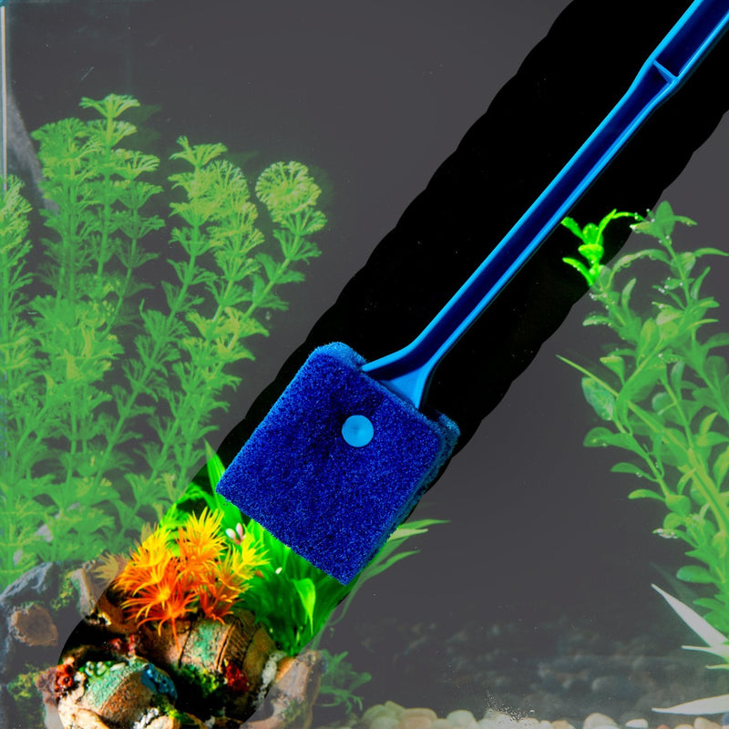 SLSON Aquarium Algae Scraper Double Sided Sponge Brush Cleaner Long Handle Fish Tank Scrubber for Glass Aquariums and Home Kitchen,15.4 inches - PawsPlanet Australia