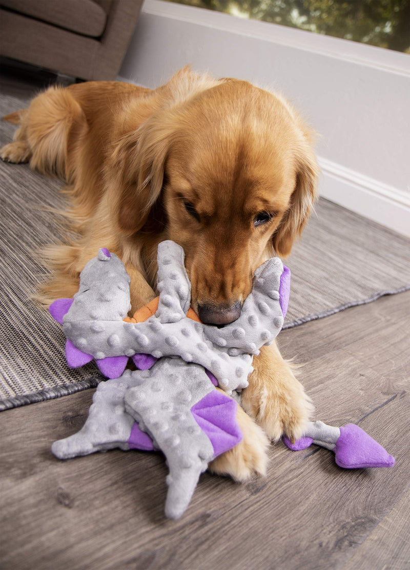 [Australia] - goDog Dragon with Chew Guard Technology Tough Plush Dog Toy, Gray, Large 