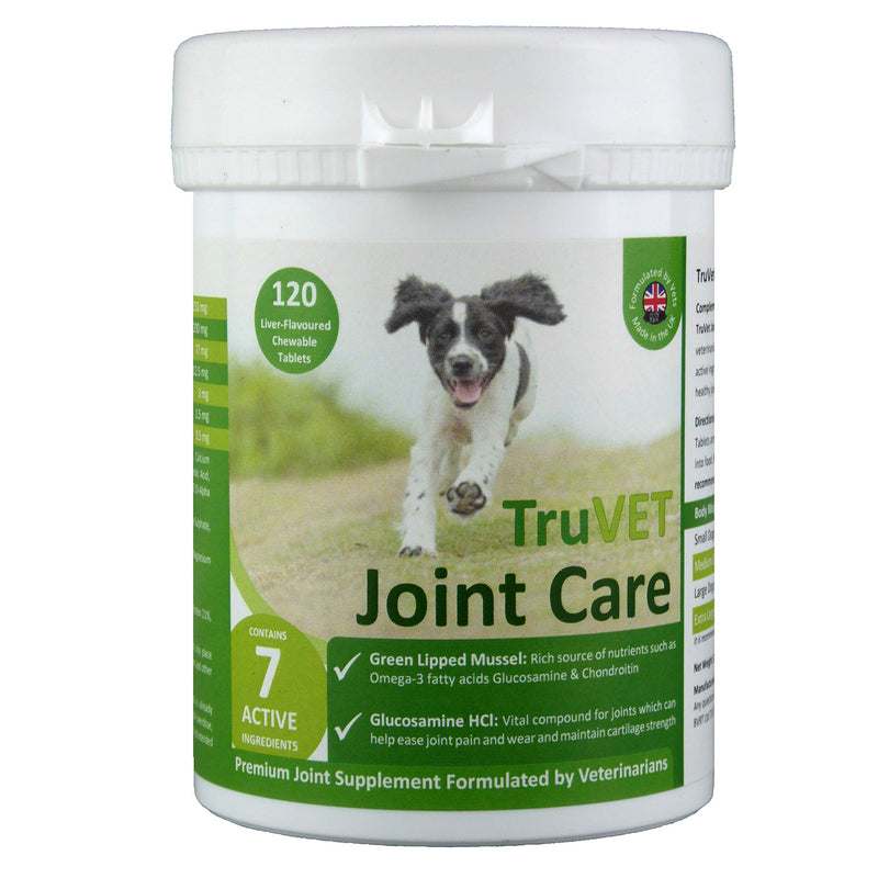 TRU VET Dog Joint Care Supplements Tablets Glucosamine Green Lipped Mussel Powerful Glucosamine HCI Green Lipped Mussel Joint Care Nutrients for Dog Aids Stiff Joints, Supports Joint Structure 120 - PawsPlanet Australia