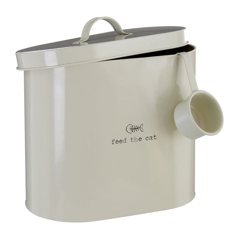 Premier Housewares Adore Pets Feed The Cat Food Storage Bin with Spoon, 6.5 L - Cream 6.5 Litre - PawsPlanet Australia