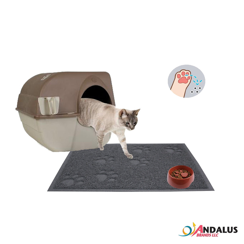 [Australia] - ANDALUS Cat Litter Mat | Small/Large/X-Large Size | Phthalate & BPA Free | Traps Messes | Scatter Control | Easy to Clean Small (15.75" x 11.75") Grey 