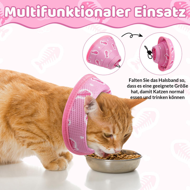 Fanshiontide Cat Neck Collar, Soft Cat Neck Brace, Adjustable Anti-Licking Anti-Bite Cat Collar, Protective Collar for Cats, Puppies, Pets After Surgery and Injuries (S Pink) S - PawsPlanet Australia