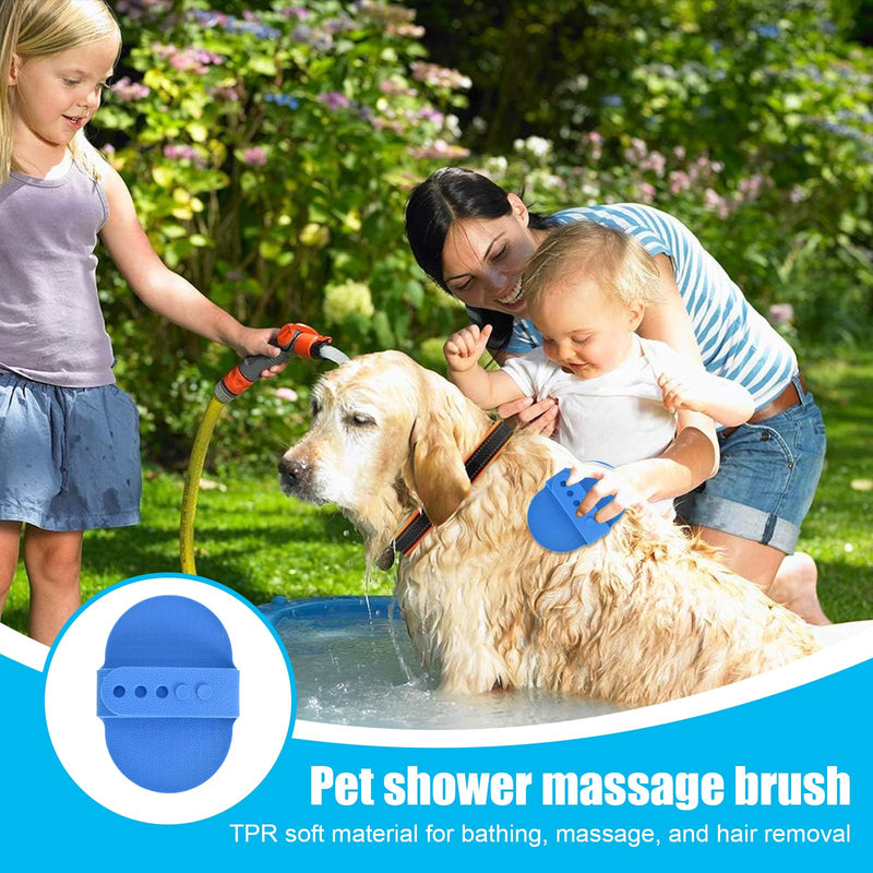 Pet Dog Brush Cat Brush Self-Cleaning Pet Brush Dog Bath Brush Brushing Out Loose Hair Dust Dirt with Adjustable Ring Handle for Long Haired Dogs and Cats Blue - PawsPlanet Australia