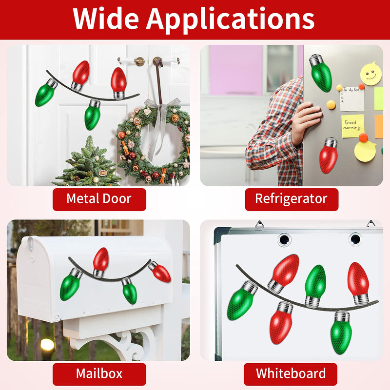 36 Pieces Christmas Car Magnets Set Include 18 Reflective Lights Bulb Car Magnet Automotive Christmas Lights Magnet, 18 Magnet Wire for Christmas Garage Door Refrigerator Decoration (Green, Red) - PawsPlanet Australia
