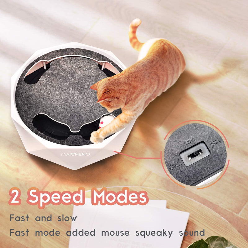 MAICHENG Interactive Cat Toy-Kitten Automatic Track Toy with Electronic Rotating Mouse and Scratch Pads-Mouse Squeak Sound Optional-for Indoor Cats - PawsPlanet Australia