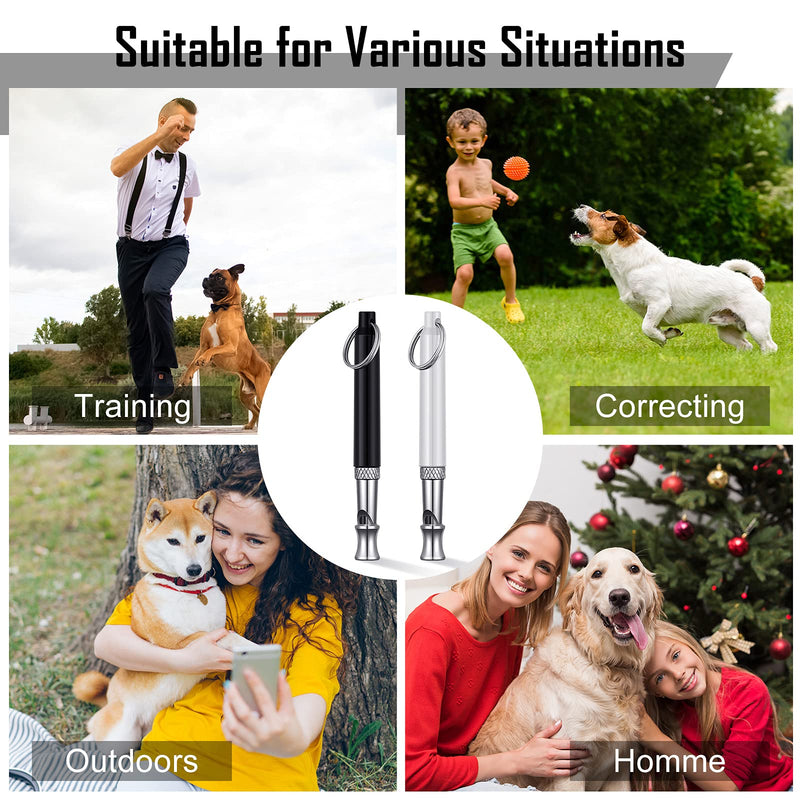 Frienda 6 Pieces Dog Whistles Ultrasonic Dog Whistles Ultrasonic Whistles with Adjustable Pitch Silent Whistles with Lanyard Black and White for Pet Dog Training - PawsPlanet Australia