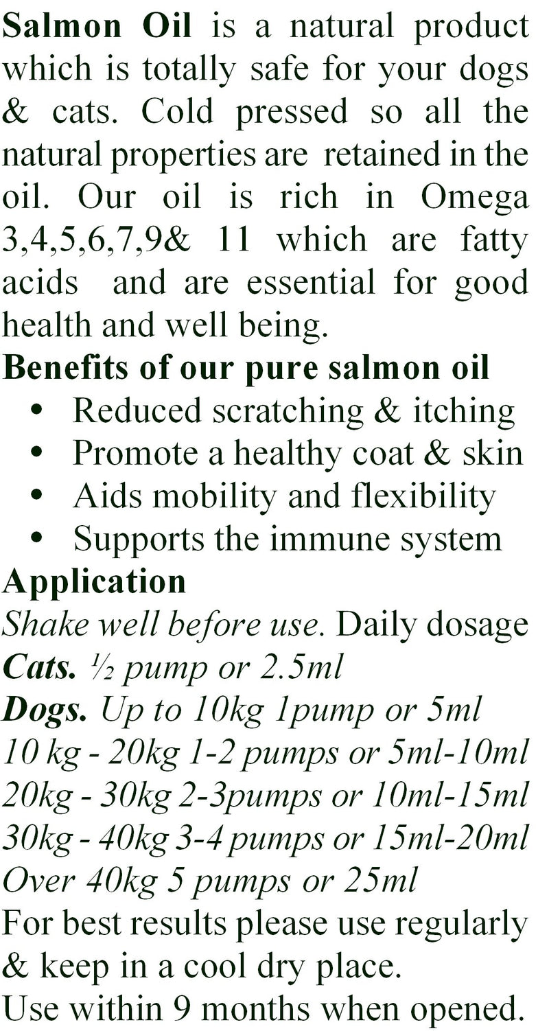 Salmon Oil - 100% Crystal Clear & Pure for Dogs and Cats-500ml - PawsPlanet Australia