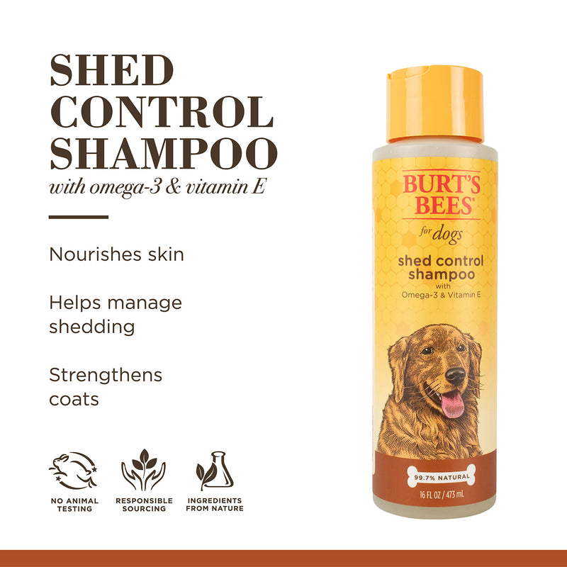 Burt's Bees for Dogs Shed Control Shampoo with Omega 3 and Vitamin E - Shedding Shampoo for Dogs, Burts Bees Dog Shampoo - Pet Shampoo, Deshedding Dog Shampoo, Natural Dog Shampoo, Dog Wash 16 Fl Oz - 1 Pack - PawsPlanet Australia