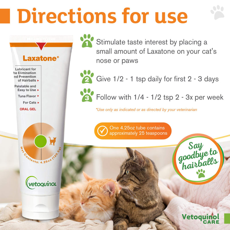 Vetoquinol Laxatone: Oral Hairball Lubricant Gel for Cats – Tuna-Flavored, 4.25 oz - PawsPlanet Australia