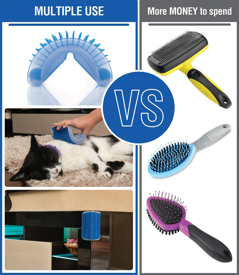 [Australia] - VONZID cat self Groomer Wall Corner, cat Brush, 4 Pack New Upgrade, Multiple use Medium Soft for cat Scratcher, is a Grooming Brush Massage Used as a Comb for Fur pet Black 