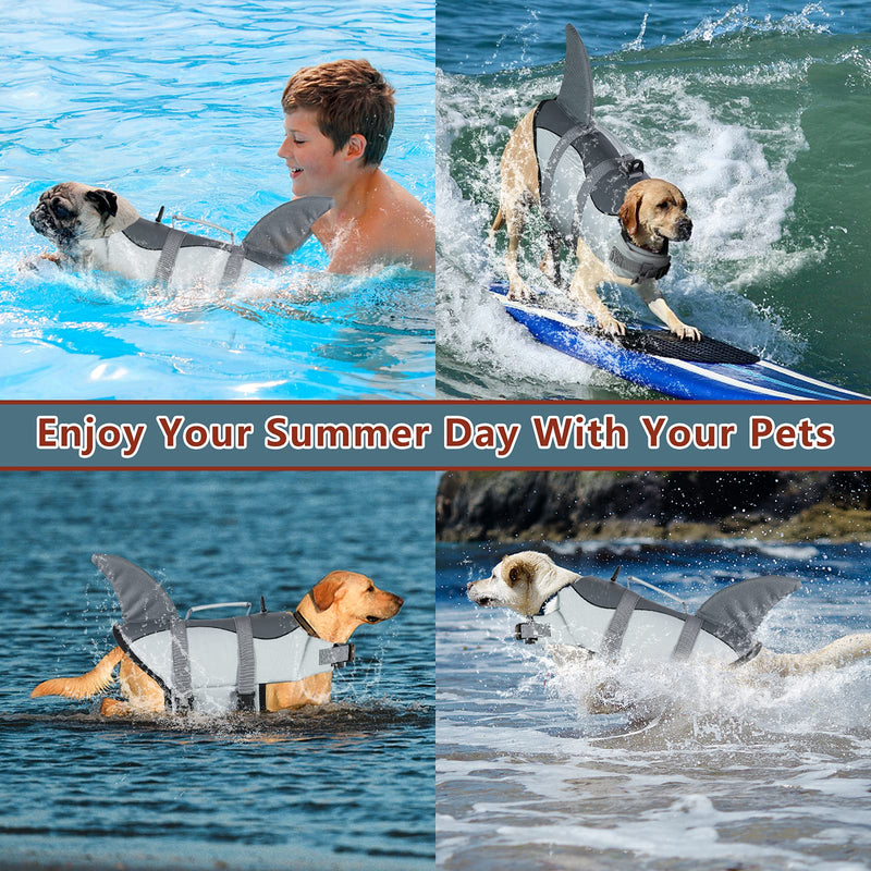 Dog Life Jackets- Portable Dog Swimsuits Jacket Vest, Adjustable Dog Floating Jackets with Rescue Handle for Small Medium Dogs, Safety Life Vest for Swim,Surf,Beach Boating Grey X-Small - PawsPlanet Australia