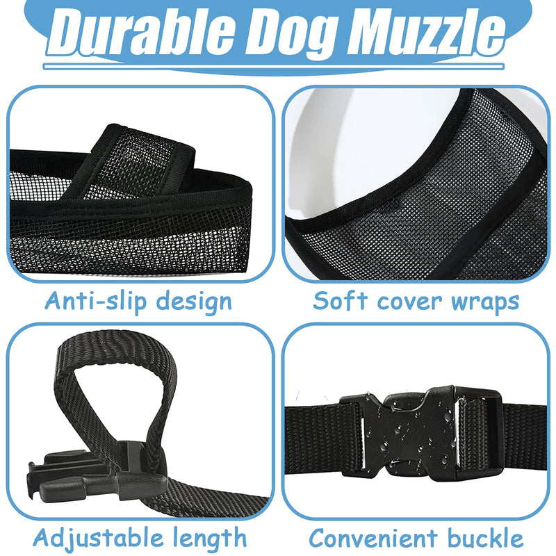 Acehome Dog Muzzle for Small Medium Large Dogs, Adjustable & Prevent Barking Eating Dog Mouth Cover Soft Breathable Nylon Mesh Dog Muzzle for Anti-Biting Chewing Training, Black-M M (Pack of 1) - PawsPlanet Australia