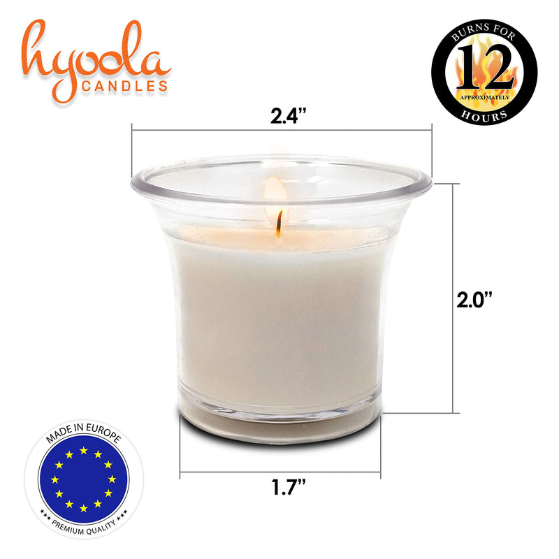 Hyoola Clear Cup Filled Votive Candles Unscented - White -12 Hour Burn Time (12-Pack), Ideal Wedding Candles, European Made 12-Pack - PawsPlanet Australia