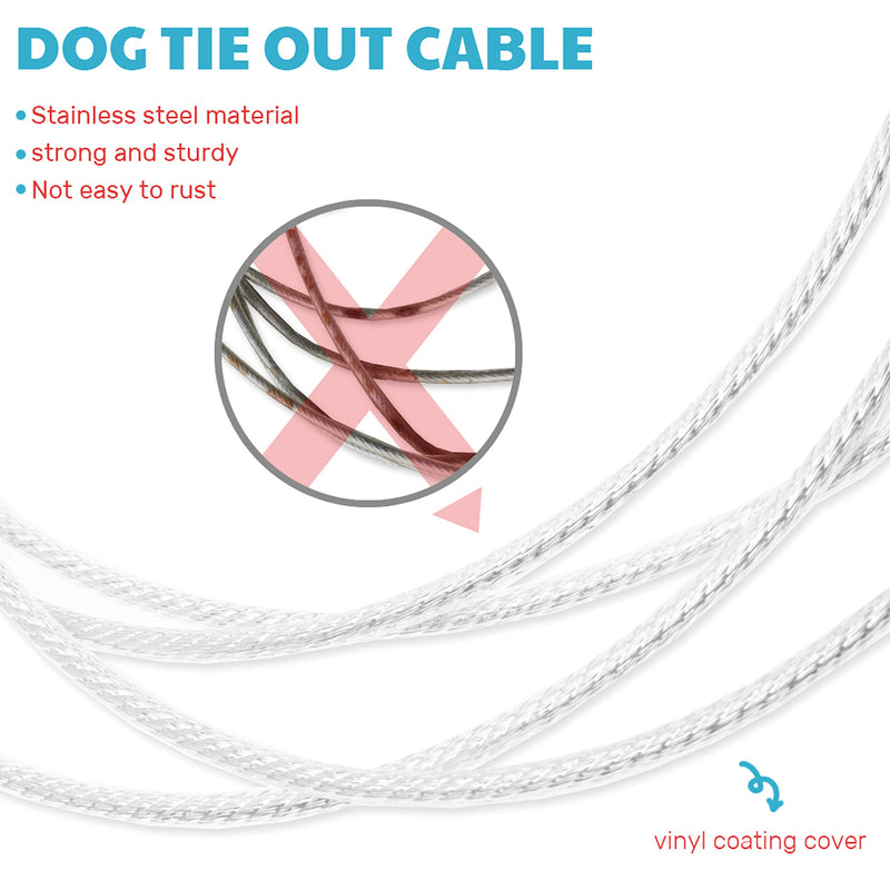 ADCSUITZ Dog Tie Out Cable and Stake - Heavy Duty Long Dog Leash 20ft 30ft for Small, Meidum, Large Dogs - Tangle Free Rope Dog Leash with Buffer Spring for Camping Training Hiking Playing in the Yard 30 ft - PawsPlanet Australia