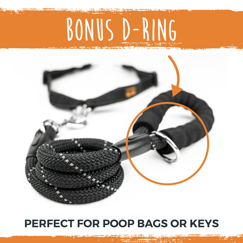 Mighty Paw Two dog leash with rope handle, double dog leash, double dog leash, multiple dog leash for 2 dogs, double leash for dogs, 2 dog leashes, leash clutch black - PawsPlanet Australia
