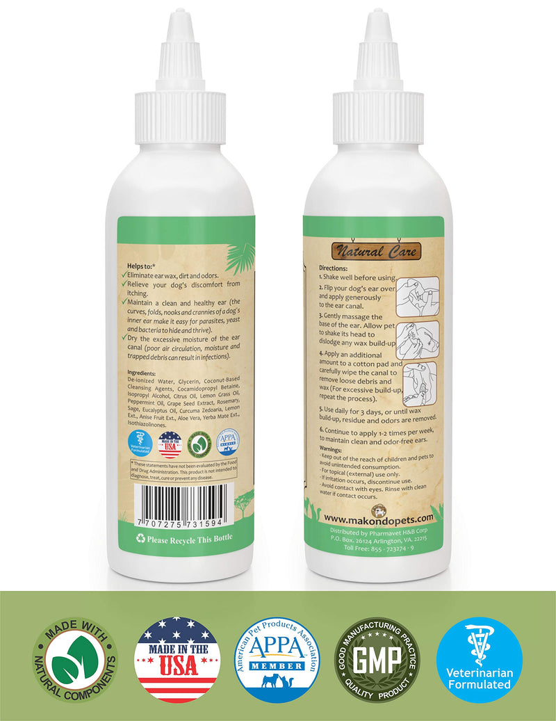 Dog Ear Cleaner. All Natural Ear Wax Remover Solution for Dogs, Puppies and Cats. Otic Wash Drops with Peppermint Aroma. Aide in Pet Ears Mite and Infection Treatment. Excel Ear Wax Cleaner Wipes. - PawsPlanet Australia