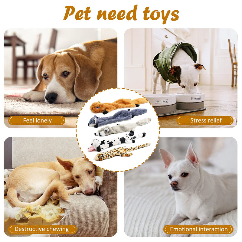 Newthinking Dog Squeaky Toys, Durable Dog Plush Toys, No Stuffing Dog Soft Toys for Small Medium Dog, Pack of 5 - PawsPlanet Australia