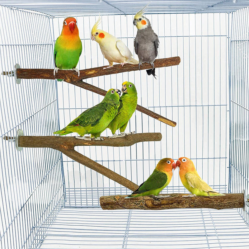 Ubaywey 5 PCS Bird Parrot Perches for Cage 9.84 inches Natural Wood Perch Platform Stand for Parrots Birds Cage Parakeets Cockatiels Conures Cages Accessories (5 PCS) - PawsPlanet Australia