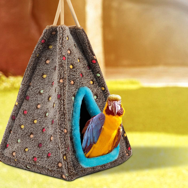 [Australia] - Pentagon Stand Winter Warm Bird Nest House- Birds Snuggle Hut Nest Plush House Hanging Snuggle Hideaway Cave Bed Tent Toy for Large Birds Macaws African Grey Cockatoos Variety of Amazon Parrots 