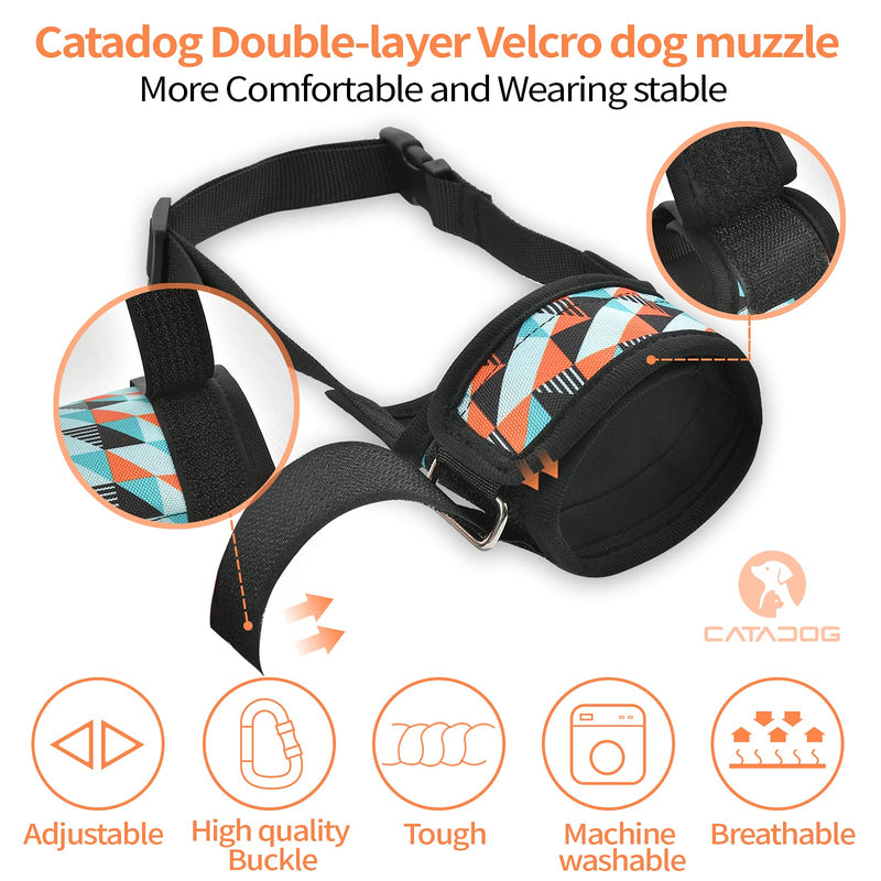 catadog Dog Muzzle for Small Medium Large Dog to Prevent Biting Barking Chewing, Printed Nylon Dog Mouth Cover with Adjustable Velcro and Comfort Fit (S, Bohemian Blue) - PawsPlanet Australia