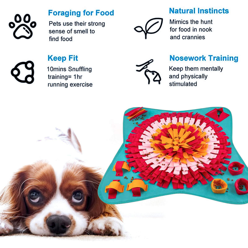TBST Pet Snuffle Feeding Mat, Training Pad Puzzle Toys, Treat Puzzle Feeder Toy, Encourages Natural Foraging Skills for Cats Dogs, Non Slip Pet Activity Mat for Foraging Skill, Stress Release - PawsPlanet Australia