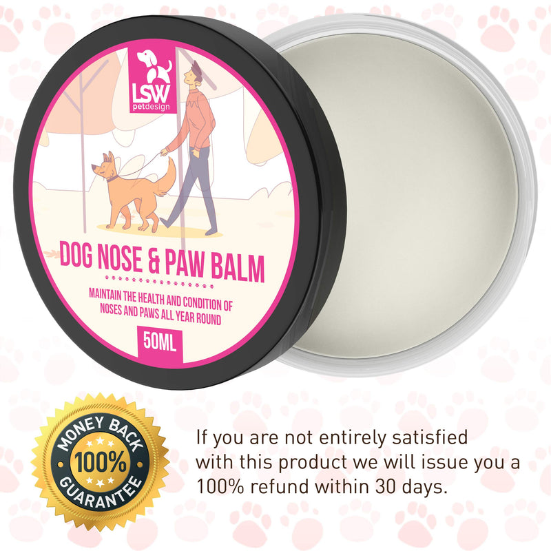 LSW Pet Design Dog Paw & Nose Balm (50ml) for Cracked, Rough, Itchy & Dry Paw Pads – Non Sticky, Lick Safe, – Natural Heals, Moisturises & Nourishes – Pet Balm Butter - PawsPlanet Australia