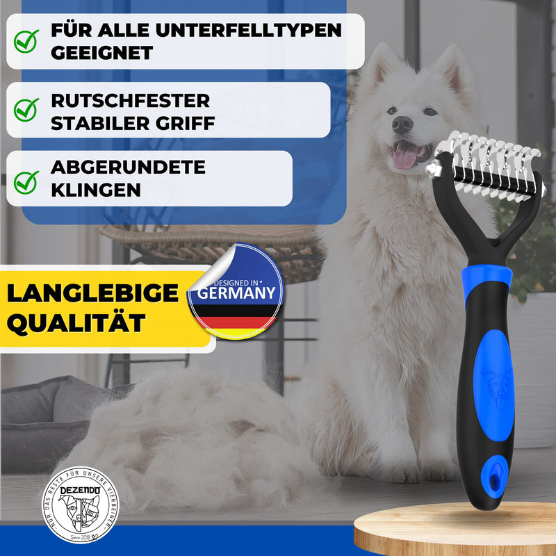 DEZENDO® undercoat brush for dogs & cats with MEDIUM to LONG HAIR | Animal hair brush against tangles | Perfect fur care with the cat brush & dog brush undercoat | easy Groom fur brush SM undercoat brush SM blue - PawsPlanet Australia