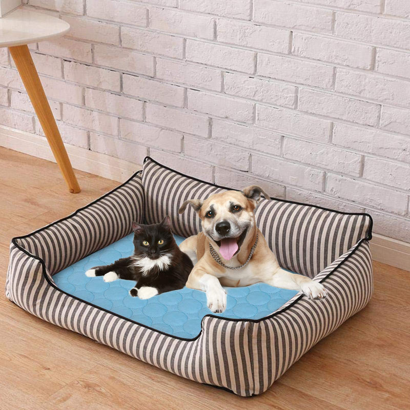 Dog Self Cooling Mat Pet,Breathable Summer Cooling Pads,WashableIce Silk Sleep Mat,Sleeping Kennel Mat Pad Non-Toxic Sleep Bed Mat for Large Dogs Cats Animal Blue - PawsPlanet Australia