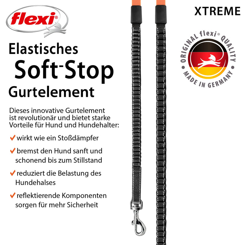 flexi retractable leash Xtreme - Tape Leash Orange - S black orange - PawsPlanet Australia