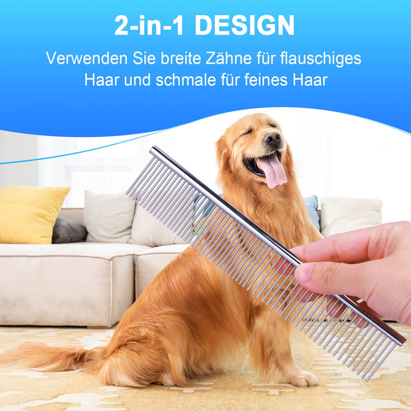 Docatgo dog brush for long hair, dog brush, cat brush, 2 in 1 dog brush for undercoat, dog comb, cat comb, rake comb for medium long hair, easy to remove undercoat and tangles, blue - PawsPlanet Australia