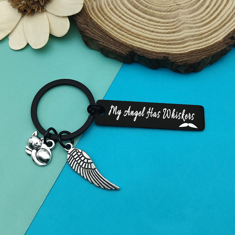 Pet Memorial Gift Loss of Cat Keychain Sympathy Gift In Memory of Cat Pet Gift Keychain Pet Sympathy Gift for Cat Lover Family Friends Remembrance Gifts Has Whiskers Keyring Cat Pet Loss Jewelry - PawsPlanet Australia