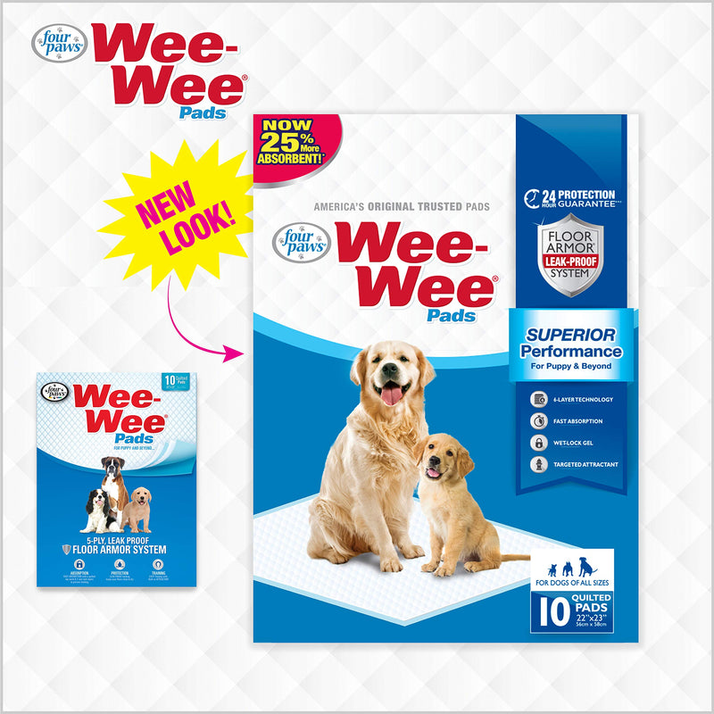 [Australia] - Four Paws Wee-Wee Puppy Training Standard Size 22" x 23" Pee Pads for Dogs Standard 22" x 23" 10-Count 