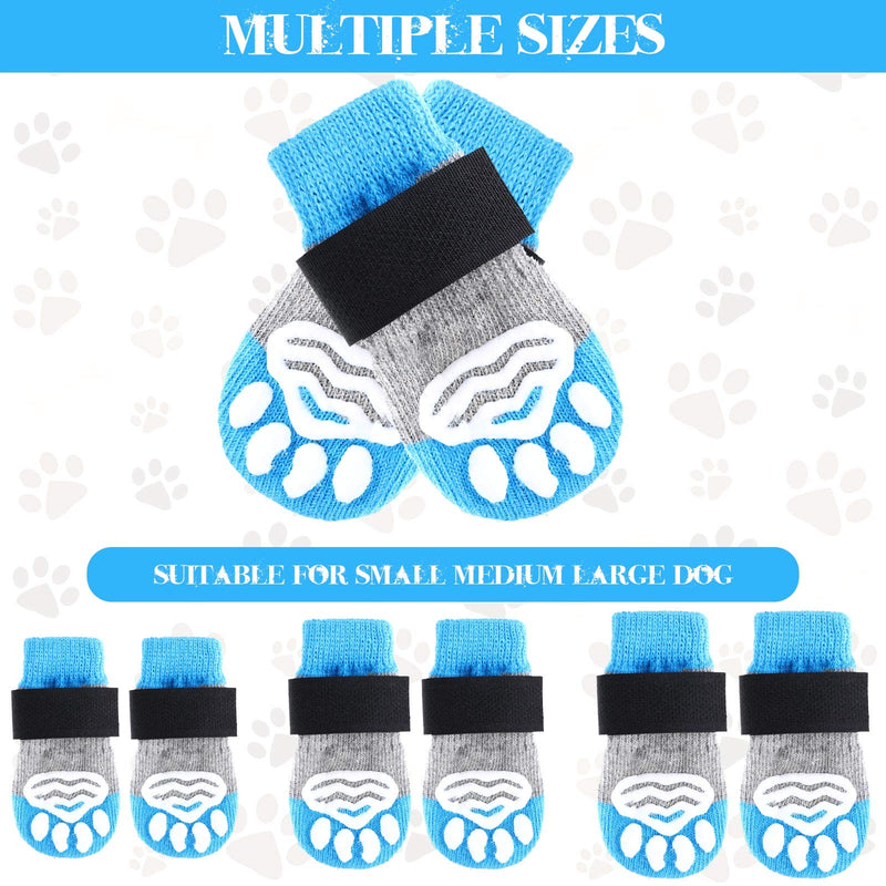 Saintrygo 8 Pieces Anti-Slip Dog Socks Paw Protector with Paw Patterns and 8 Pieces Adjustable Straps for Small Medium Puppy Pet Paw Protection Indoor Wear Better Traction Control on Floor - PawsPlanet Australia