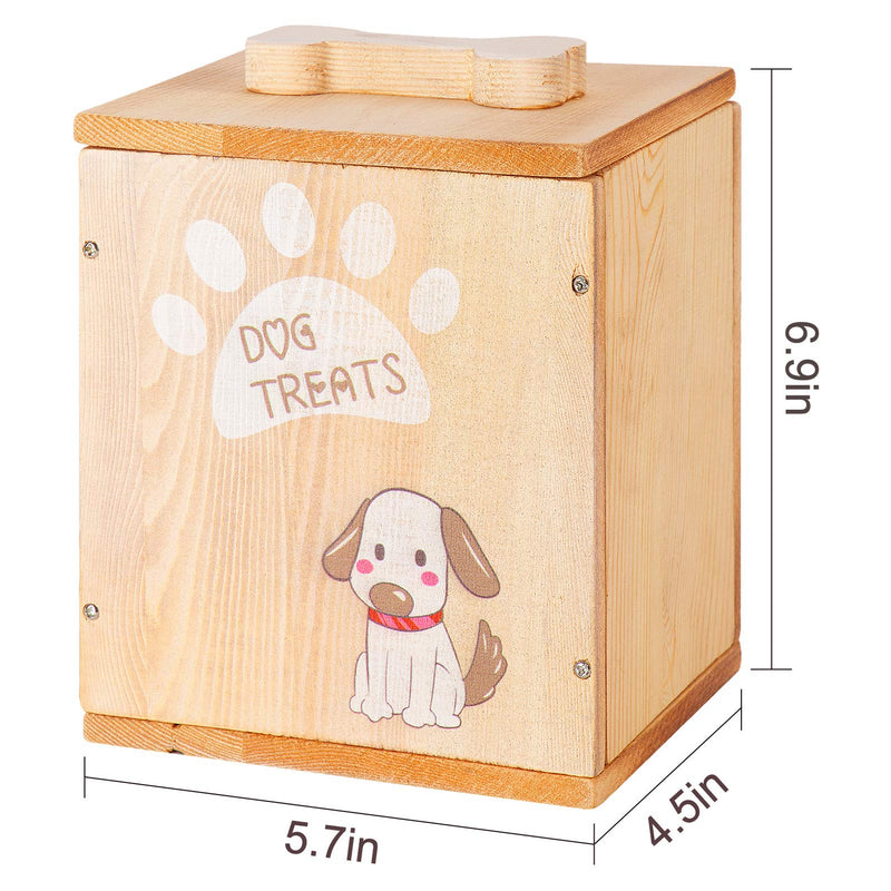 Wooden Dog Biscuits Storage Box with Lids- Rustic Wood Pet Food and Treats Tin with 136 Oz Large Capacity Farmhouse Style Adorable Storage Canister Container for Dogs Cat Pets Cookie Treats Pet Gifts - PawsPlanet Australia