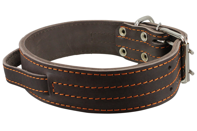 [Australia] - Dogs My Love Brown Genuine Leather 27"x1.75" Wide Handle Collar Fits 20"-24" Neck X-Large Great Dane Mastiff 