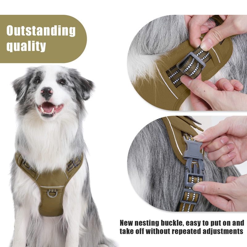 Demigreat Tactical Dog Harness for Large Dogs No Pull,Military Service Dog Harness , Fit Smart Reflective Pet Walking Harness for Training, Adjustable Dog Vest Harness with Handle Green L Large (Pack of 1) ArmyGreen - PawsPlanet Australia