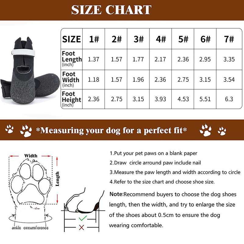 GLE2016 Dog Boot,Waterproof Rugged Pet Dog Shoes Puppy Rain Boots Outdoor Indoor Shoes Large Dog Boots Non Slip Black Rubber Sole Reflective Velcro Strap Breathable Paw Protectors Set of 4 #7 - PawsPlanet Australia