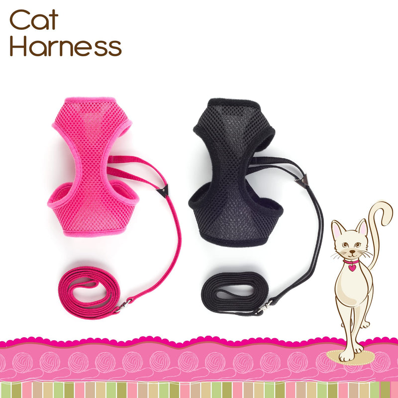 Ancol Soft Mesh Cat Harness and Lead Set. SMALL/ 12cm length. Black - PawsPlanet Australia