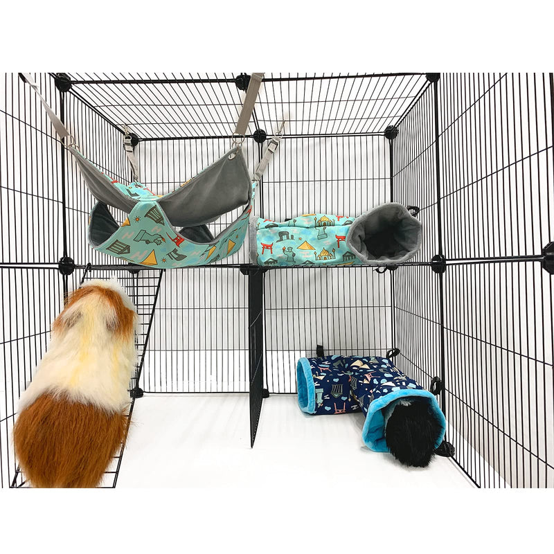 Ferret Cage Accessories Tunnel Tube Corner Hide Fleece Hideaway Bed Hammock Bed for Guinea Pig (Blue) - PawsPlanet Australia